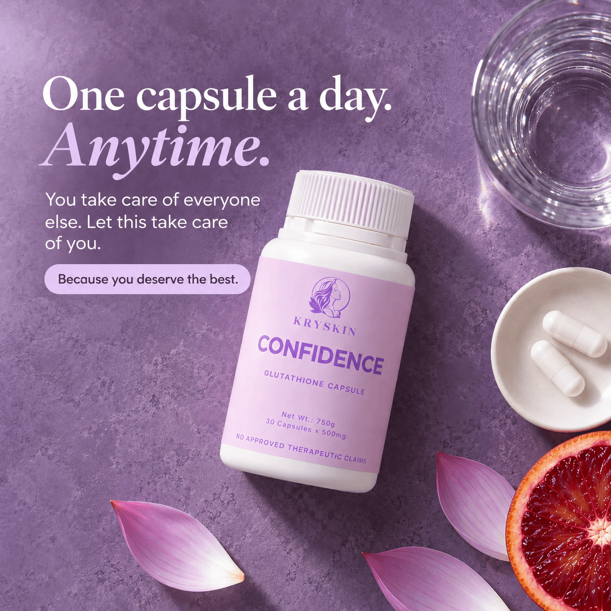 Confidence bottle and one capsule: one capsule a day, anytime